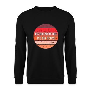 ich bin nicht out - ich bin retro - Unisex Pullover - Schwarz - Vorne - Alina (178cm) & Michal (187cm)