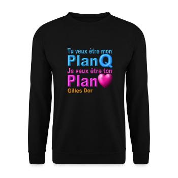 Je veux etre ton plan coeur disign - Sweat-shirt Unisexe - noir - Devant - Alina (178cm) & Michal (187cm)
