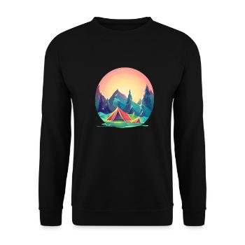 Camping Geschenk Zelten Wohnmobil Wohnwagen Camp - Unisex Pullover - Schwarz - Vorne - Alina (178cm) & Michal (187cm)