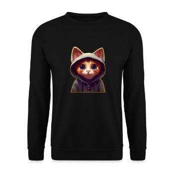 cute cat with hoodie - Unisex Pullover - Schwarz - Vorne - Alina (178cm) & Michal (187cm)