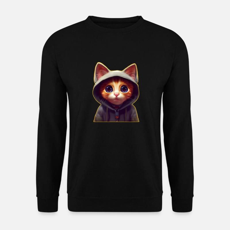cute cat with hoodie - Unisex Pullover - Schwarz