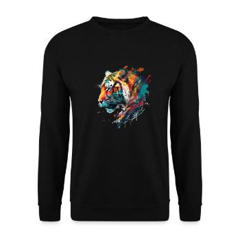 Tigerkopf im Profil Geschenk - Unisex Pullover - Schwarz - Vorne - Alina (178cm) & Michal (187cm)