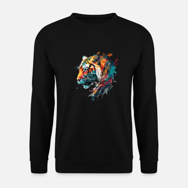 Tigerkopf im Profil Geschenk - Unisex Pullover - Schwarz