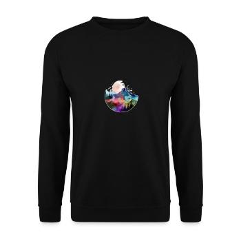 Mountain Landscape with Full Moon - Unisex Pullover - Schwarz - Vorne - Alina (178cm) & Michal (187cm)
