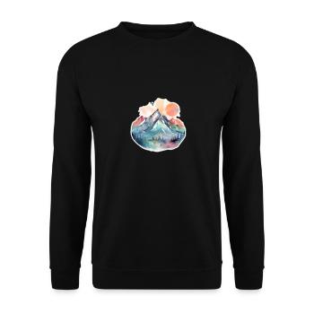Mountain Landscape with Full Moon 2 - Unisex Pullover - Schwarz - Vorne - Alina (178cm) & Michal (187cm)