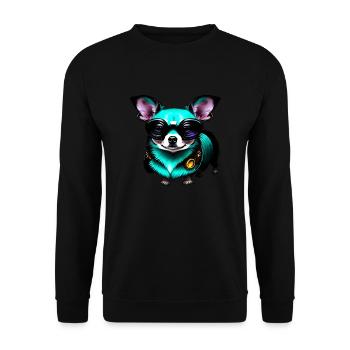 Chihuahua futuristic neon - Unisex Sweatshirt - black - Front - Alina (178cm) & Michal (187cm)
