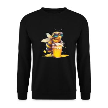 Cool bee enjoys her beer - Unisex Sweatshirt - black - Front - Alina (178cm) & Michal (187cm)