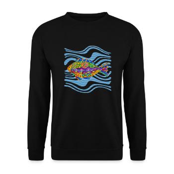 Poisson - Sweat-shirt Unisexe - noir - Devant - Alina (178cm) & Michal (187cm)
