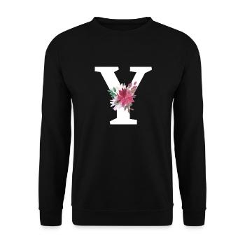 Lettre y floral - Sweat-shirt Unisexe - noir - Devant - Alina (178cm) & Michal (187cm)