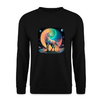 Fantasie Einhorn mystisch - Unisex Pullover - Schwarz - Vorne - Alina (178cm) & Michal (187cm)