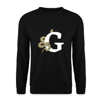 Buchstabe g Schlange - Unisex Pullover - Schwarz - Vorne - Alina (178cm) & Michal (187cm)