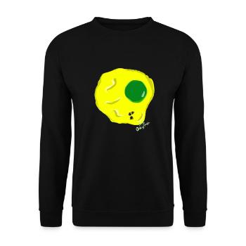 ŒUF FRIT Jaune vert, Martina v.tresmoscas - Sweat-shirt Unisexe - noir - Devant - Alina (178cm) & Michal (187cm)