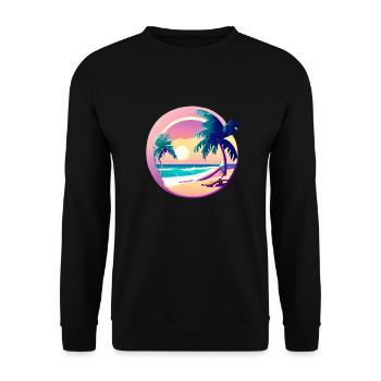 Sonne Urlaub Sommer Palme Baum Palmen Geschenk - Unisex Pullover - Schwarz - Vorne - Alina (178cm) & Michal (187cm)