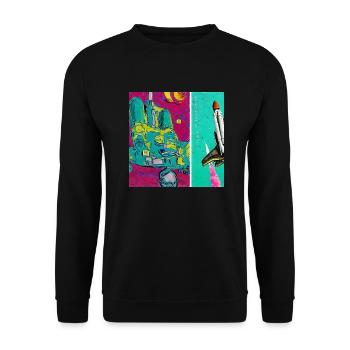 Space Shuttle Van Gogh - Unisex Sweatshirt - black - Front - Alina (178cm) & Michal (187cm)