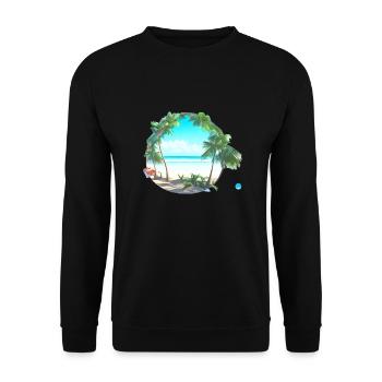 Sommerurlaub Insel Palme Strand Sonne Palmen - Unisex Pullover - Schwarz - Vorne - Alina (178cm) & Michal (187cm)