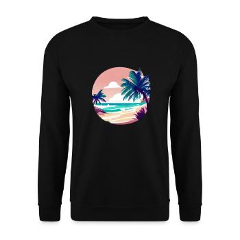 Sommerurlaub Palme Insel Strand Sonne Palmen - Unisex Pullover - Schwarz - Vorne - Alina (178cm) & Michal (187cm)