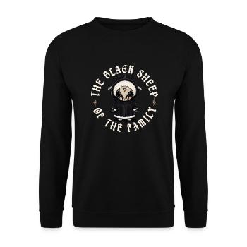 Black Sheep Of The Family, Gothic Satanic Sheep - Unisex Pullover - Schwarz - Vorne - Alina (178cm) & Michal (187cm)