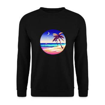 Sommerurlaub Strand Insel Palme Sonne Palmen - Unisex Pullover - Schwarz - Vorne - Alina (178cm) & Michal (187cm)