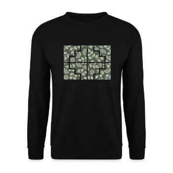 Geometrische Pflanze - Unisex Pullover - Schwarz - Vorne - Alina (178cm) & Michal (187cm)