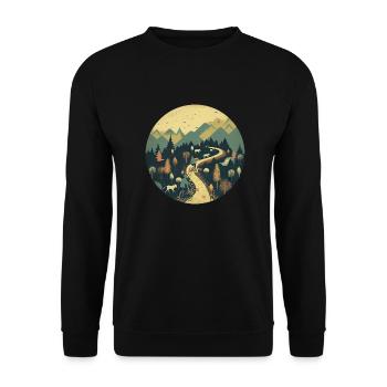 Bike ride up a mountain with goats - Unisex Sweatshirt - black - Front - Alina (178cm) & Michal (187cm)