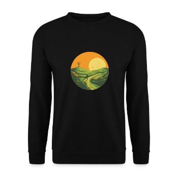 Cyclist uphill at sunset - Unisex Sweatshirt - black - Front - Alina (178cm) & Michal (187cm)