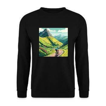 Un cycliste sur route escalade la montagne en France Alpes - Sweat-shirt Unisexe - noir - Devant - Alina (178cm) & Michal (187cm)
