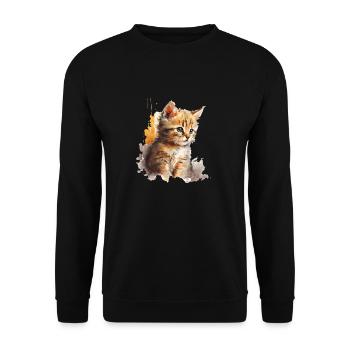 Watercolor Kitten - Unisex Pullover - Schwarz - Vorne - Alina (178cm) & Michal (187cm)