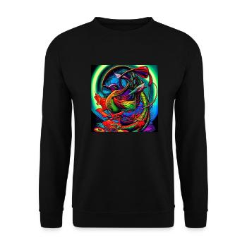 Psychedelic duck t-shirt: colorful look - Unisex Sweatshirt - black - Front - Alina (178cm) & Michal (187cm)