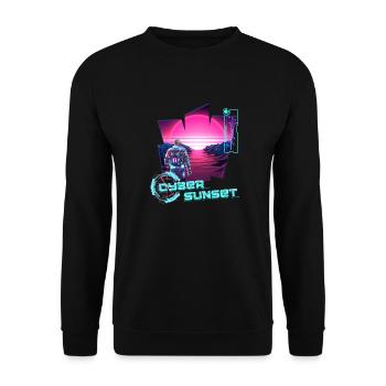 Astronaut Cyber Sunset gradient pink - Futuristic - Unisex Sweatshirt - black - Front - Alina (178cm) & Michal (187cm)