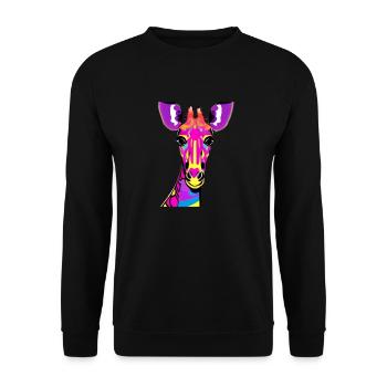 Motif girafe : tendance safari psychédélique - Sweat-shirt Unisexe - noir - Devant - Alina (178cm) & Michal (187cm)