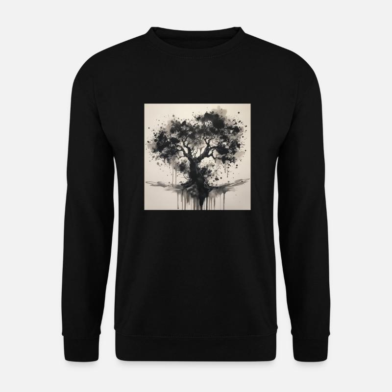 Schwarzer Baum im Aquarell-Stil - Unisex Pullover - Schwarz