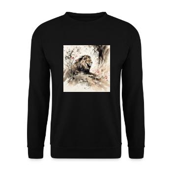 Watercolor illustration of a lion in the jungle - Unisex Sweatshirt - black - Front - Alina (178cm) & Michal (187cm)