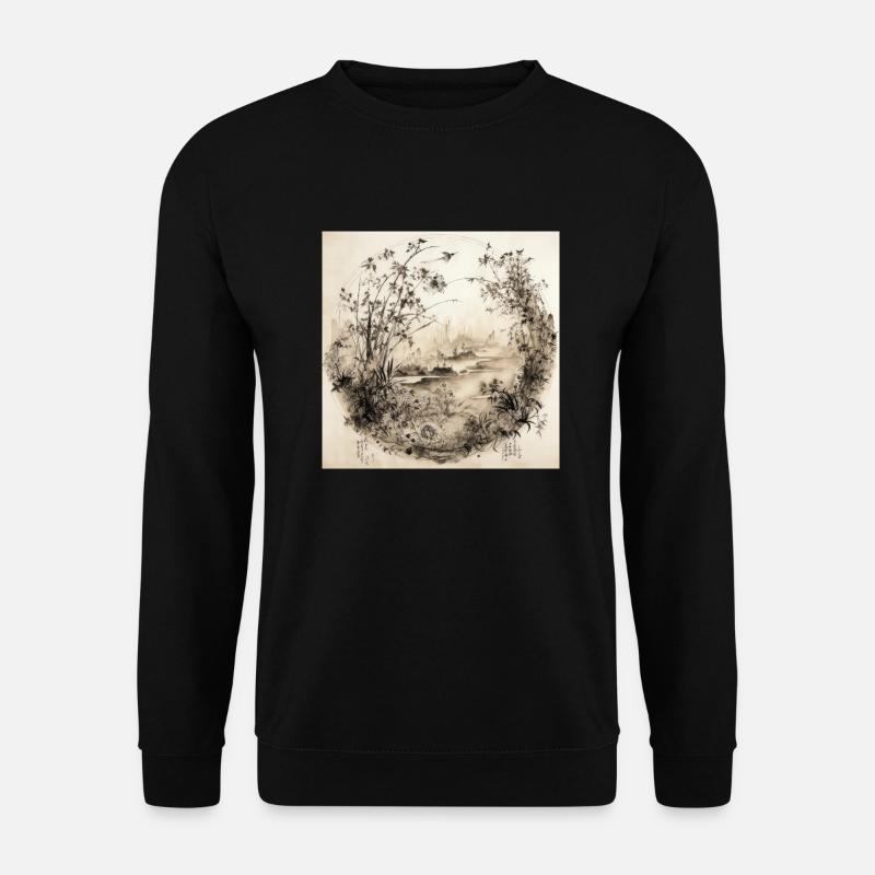 Aquarell Wald Illustration - Unisex Pullover - Schwarz