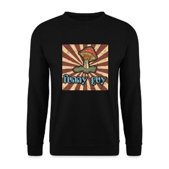 funny guy - lustiger Typ - Psychedelischer Pilz - Unisex Pullover - Schwarz - Vorne - Alina (178cm) & Michal (187cm)