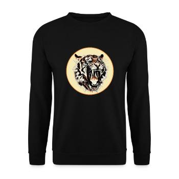 Roaring tiger as a drawing in a circle - Unisex Sweatshirt - black - Front - Alina (178cm) & Michal (187cm)