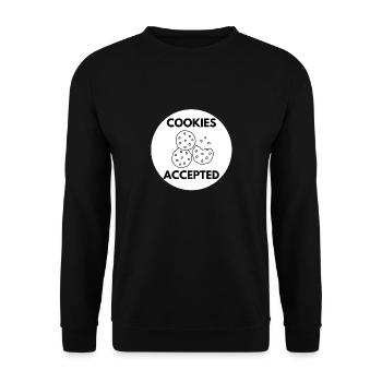 Cookies accepted - Geschenkidee Informatiker, IT - Unisex Pullover - Schwarz - Vorne - Alina (178cm) & Michal (187cm)