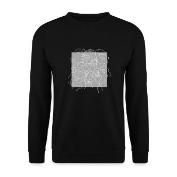 Gesichtslinie grau - Unisex Pullover - Schwarz - Vorne - Alina (178cm) & Michal (187cm)