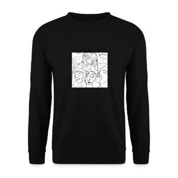 Gesichtslinie weiß - Unisex Pullover - Schwarz - Vorne - Alina (178cm) & Michal (187cm)