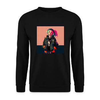 Laura die Unbesiegbare - Unisex Pullover - Schwarz - Vorne - Alina (178cm) & Michal (187cm)