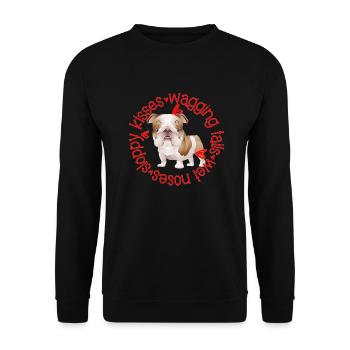 Cute Bulldog, sloppy kisses - Unisex Sweatshirt - black - Front - Alina (178cm) & Michal (187cm)