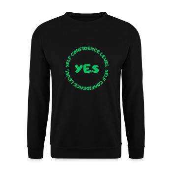 Self confidence level YES green - Unisex Sweatshirt - black - Front - Alina (178cm) & Michal (187cm)