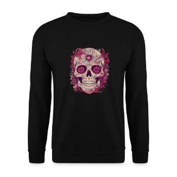 Totenkopf Dia De Los Muertos - Unisex Pullover - Schwarz - Vorne - Alina (178cm) & Michal (187cm)