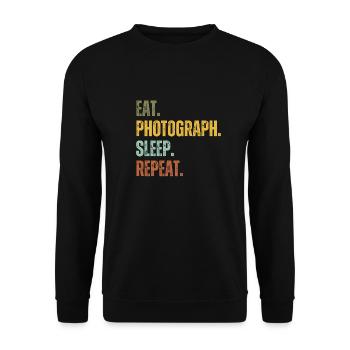 EAT PHOTOGRAPH SLEEP REPEAT - Unisex Sweatshirt - black - Front - Alina (178cm) & Michal (187cm)