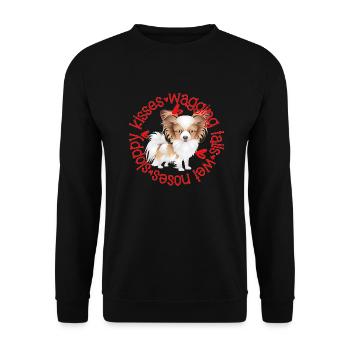 Cute Papilon, sloppy kisses - Unisex Sweatshirt - black - Front - Alina (178cm) & Michal (187cm)