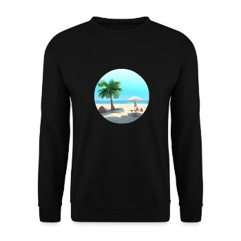 Summer Vacation Palm Island Sun Palm Beach - Unisex Sweatshirt - black - Front - Alina (178cm) & Michal (187cm)