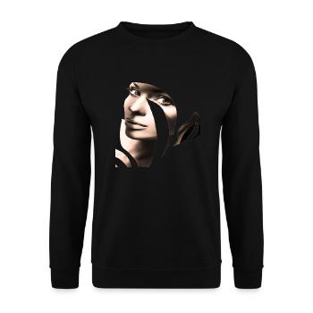 Retro-Mode Vintage coole 80er Jahre Frau Mädchen Pop Art - Unisex Pullover - Schwarz - Vorne - Alina (178cm) & Michal (187cm)