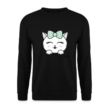 Cat miaw love, cat lovers, miaw, meow - Unisex Sweatshirt - black - Front - Alina (178cm) & Michal (187cm)