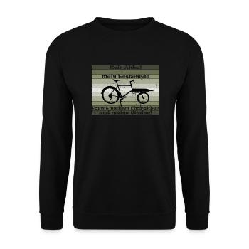 Lastenrad, Cargobike, Lastenesel "kein akku" - Unisex Pullover - Schwarz - Vorne - Alina (178cm) & Michal (187cm)