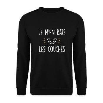 je men bats les couches - Sweat-shirt Unisexe - noir - Devant - Alina (178cm) & Michal (187cm)