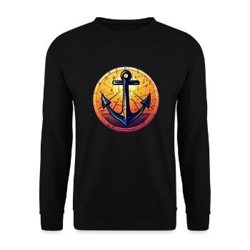 Anchor Sunset Red Colors - Unisex Sweatshirt - black - Front - Alina (178cm) & Michal (187cm)